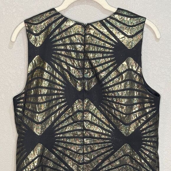 ABS Allen Schwartz Dress Size 8 Black Gold Art Deco Bow Mini Party NEW - Picture 10 of 11